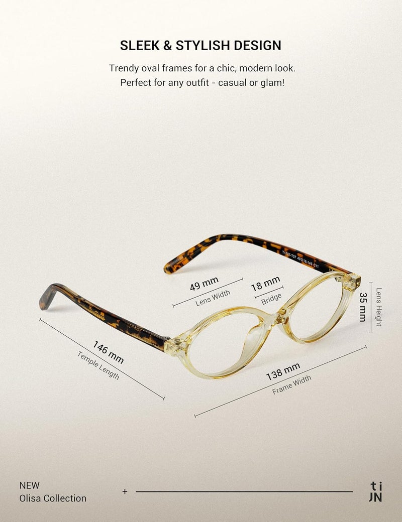 TIJN Olisa Blue Light Blocking Glasses for Women Men,Oval Glasses Frame Bluelight Glasses for Gaming/Computer/Screen - Image 3